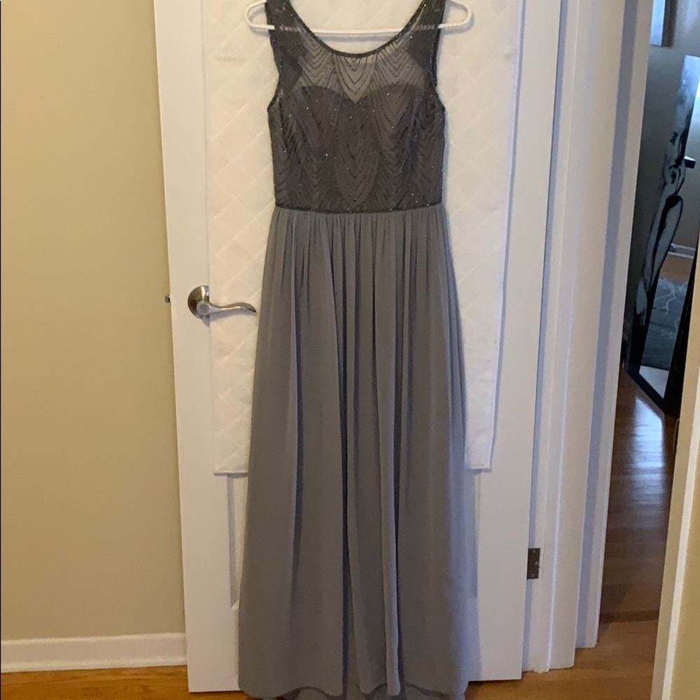 Long David’s bridal beaded high neck dress